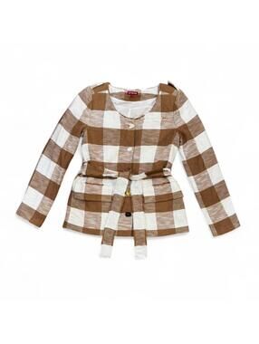Stuad Charles gingham tweed belted blazer Sz. S